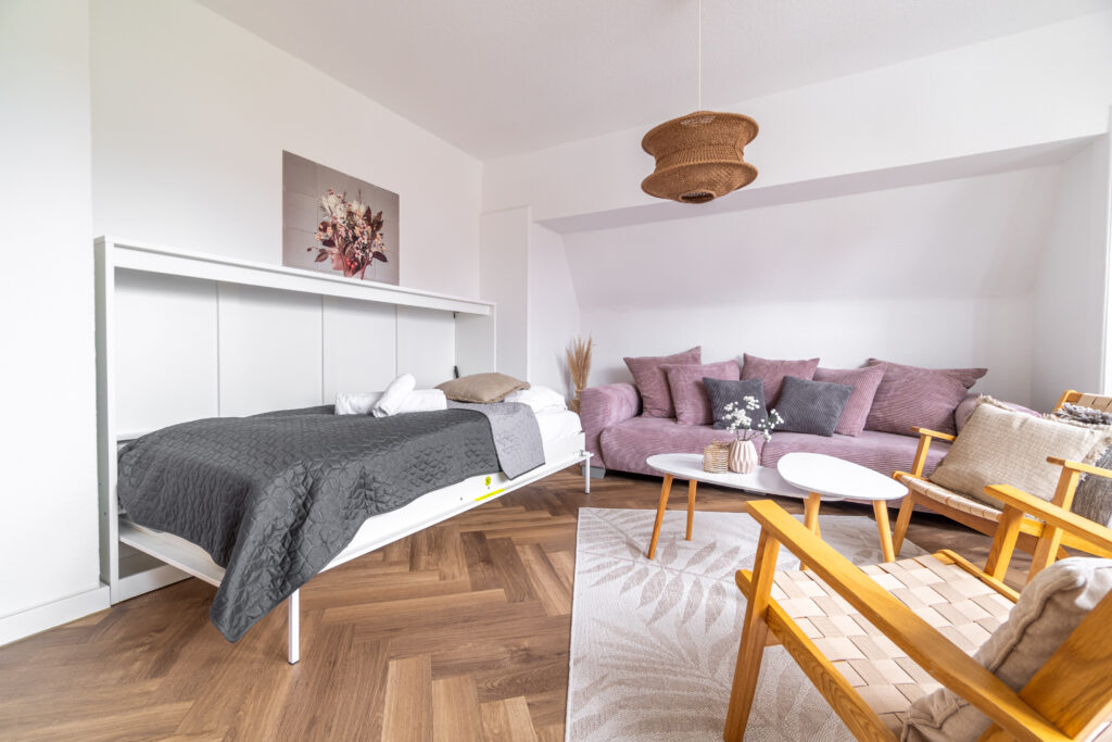 Wohnzimmer, Schlafzimmer, extra Bett, Einzelbett, Bett, Couch, Kleiderstange, Sessel