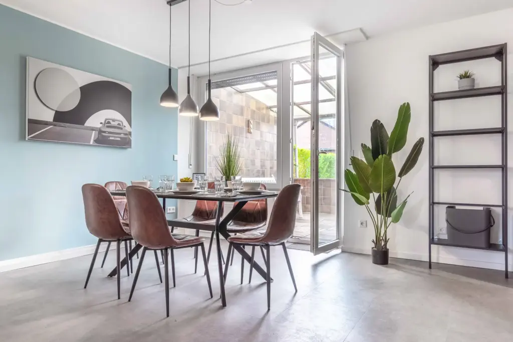 Wohnbereich, Esstisch, Esszimmer, Terrasse, Essen, Kochen