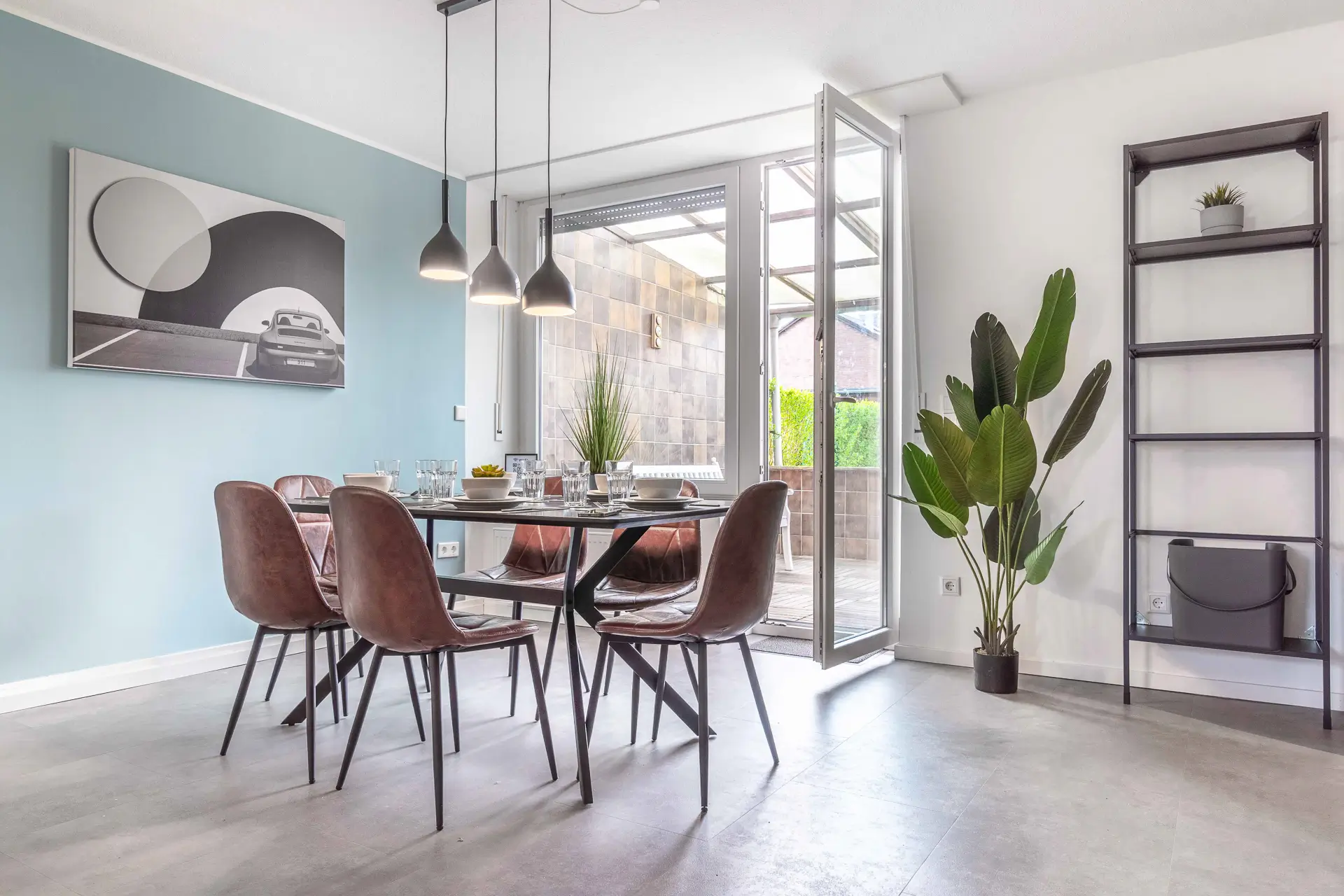 Wohnbereich, Esstisch, Esszimmer, Terrasse, Essen, Kochen
