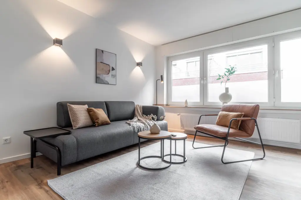 Wohnzimmer, Couch, Schlafsofa, Sessel, Fenster
